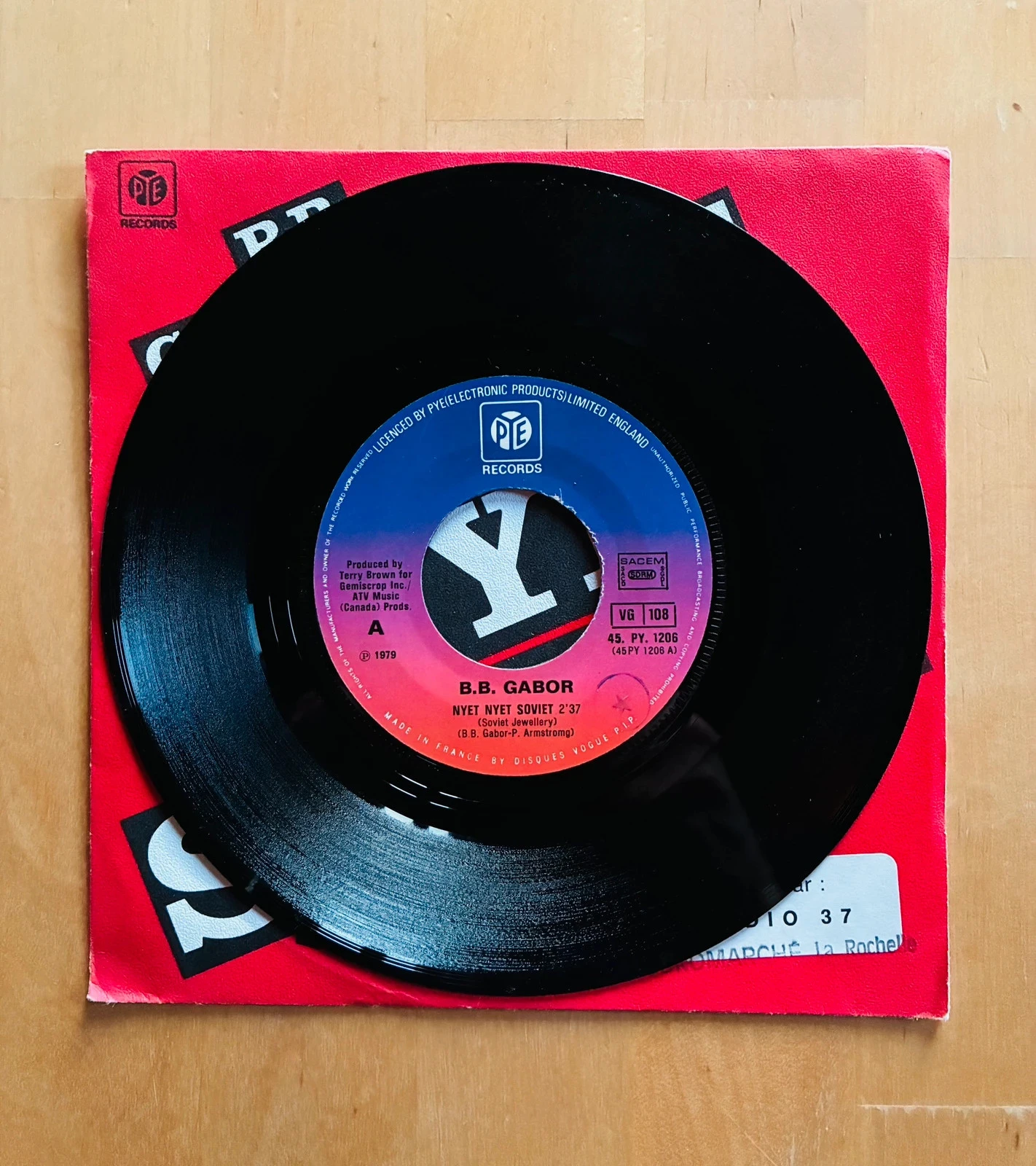 Vinylplaat 45T BB Gabor Nyet Nyet Soviet. – photo 2